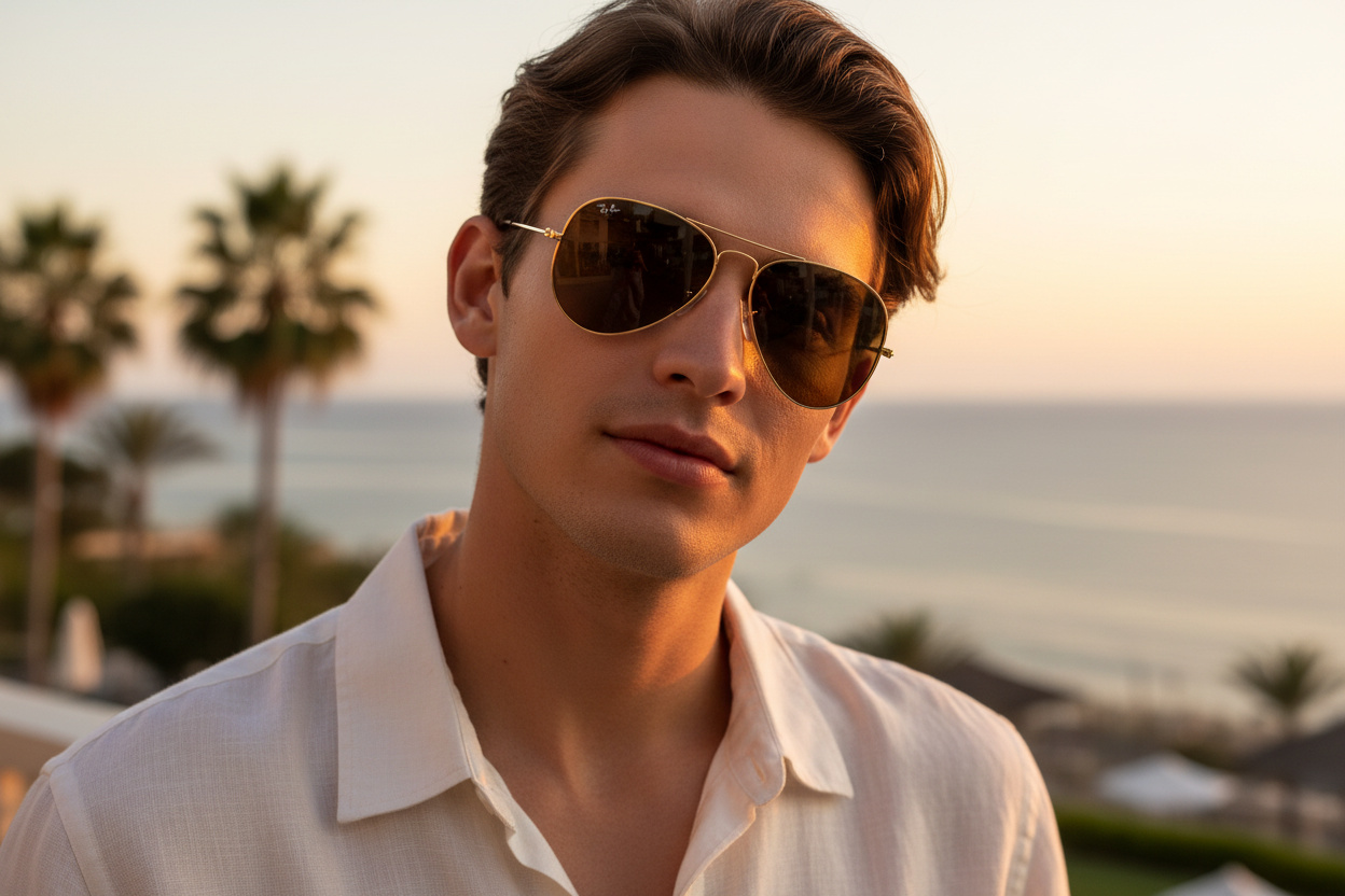 Framifrån Ray-Ban AVIATOR LARGE METAL (RB3025 - 001/33)