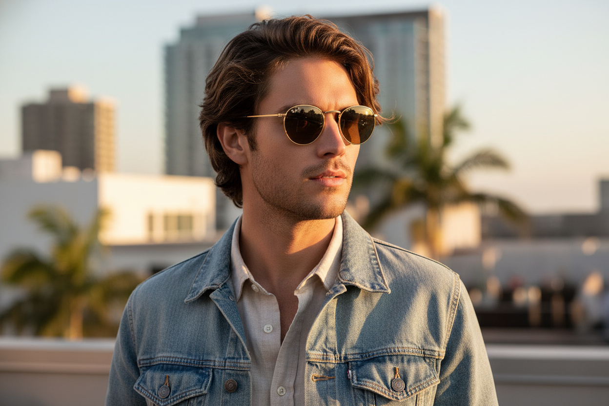 Vista frontal Ray-Ban ROUND METAL (RB3447 - 001/G5)