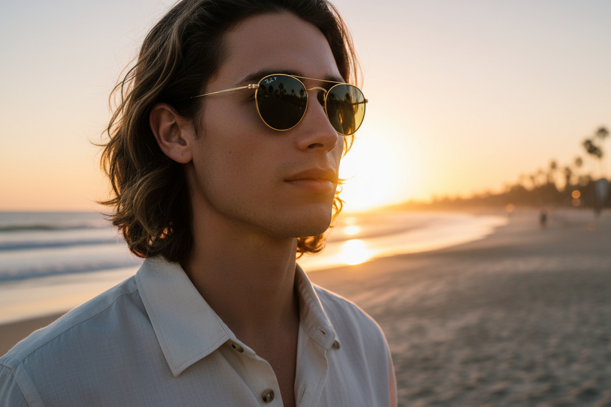 Vista frontal Ray-Ban ROUND METAL (RB3447 - 001/58)