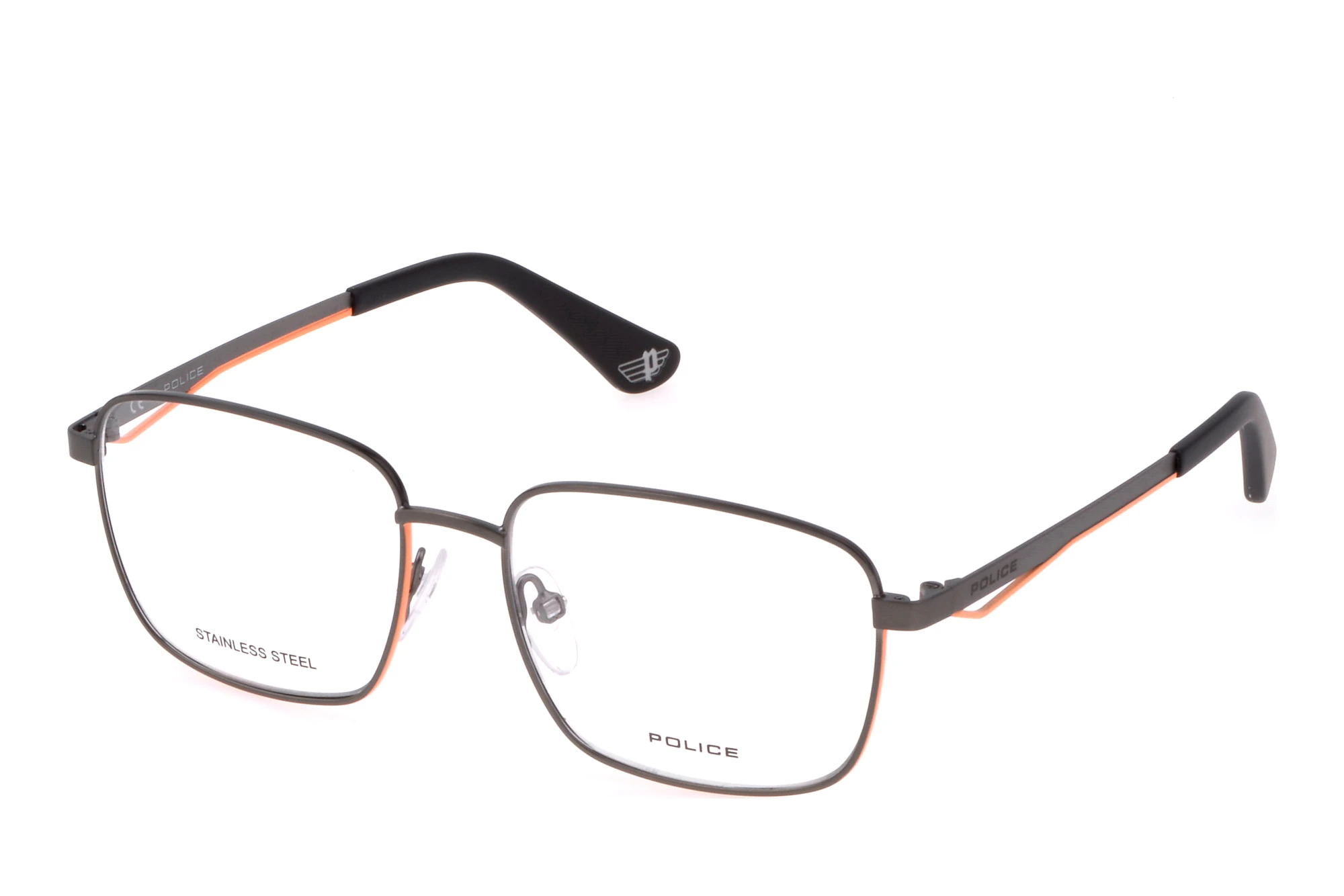 Police Eyeglasses mod. Crossover 3 Stainless Steel Half Rim Black Gray New Police Glasses ORIGINS LITE 38 UPLR61 579P main image 3