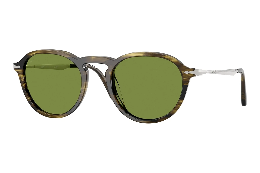 Persol   PO3383S 12374E GreenStriped Black & Olive Green
