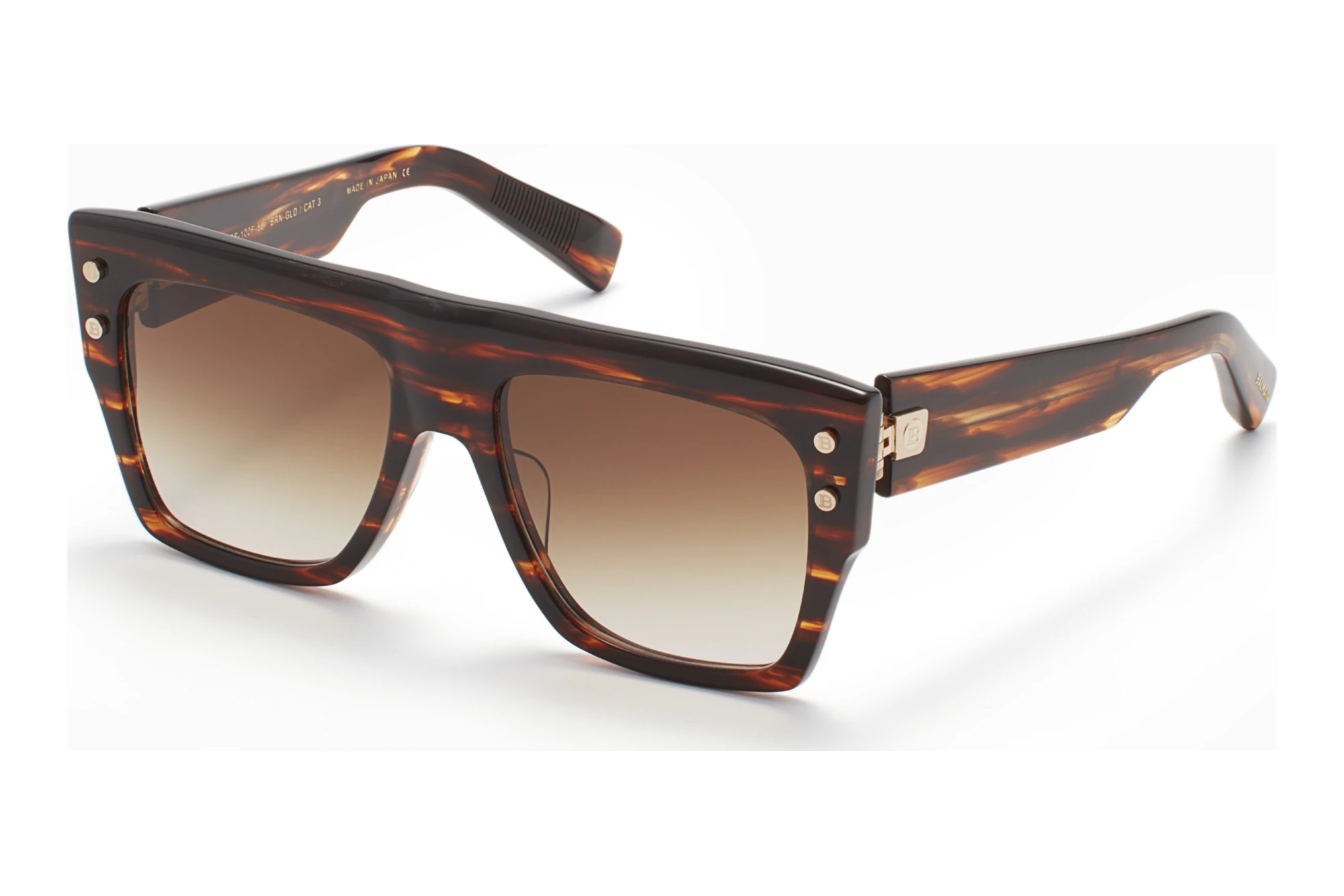 Balmain Paris   BPS-100 F Dark Brown to clear Lenses - ARMedium Brown Swirl  - White Gold w