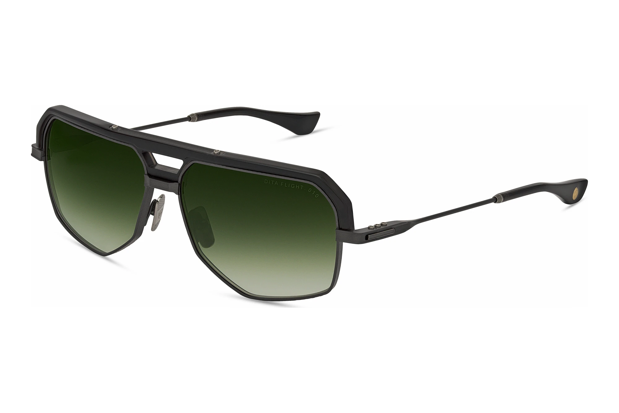DITA   DTS-477 03A DARK GREEN TO CLEAR GRADIENTBLACK IRON - BLACK GLASS