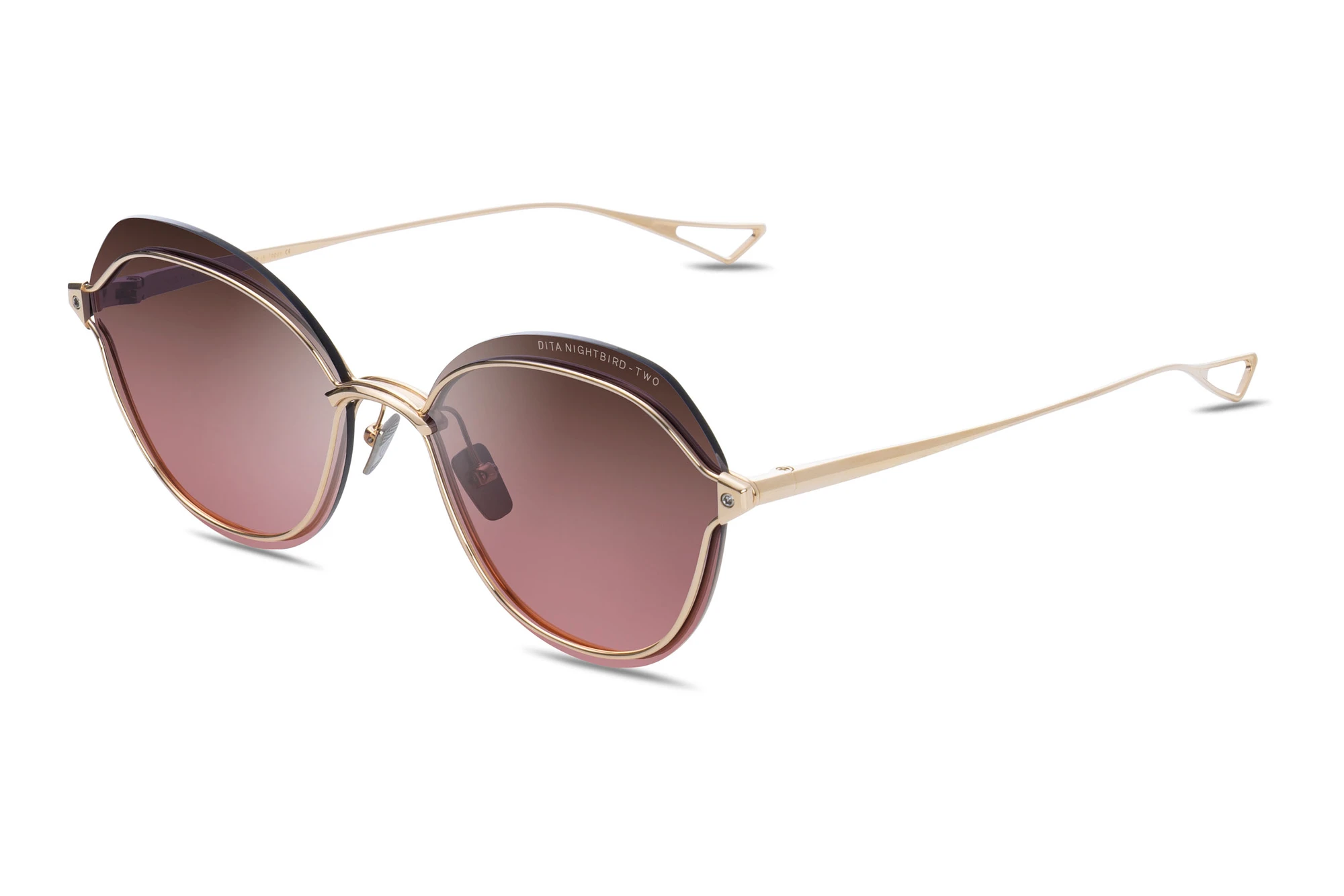 Authentic DITA Nightbird-Three NT 1122-C.01 62O10-White Gold w/Brown Sunglasses Dita Nightbird One – Eyewear By Olga main image 2