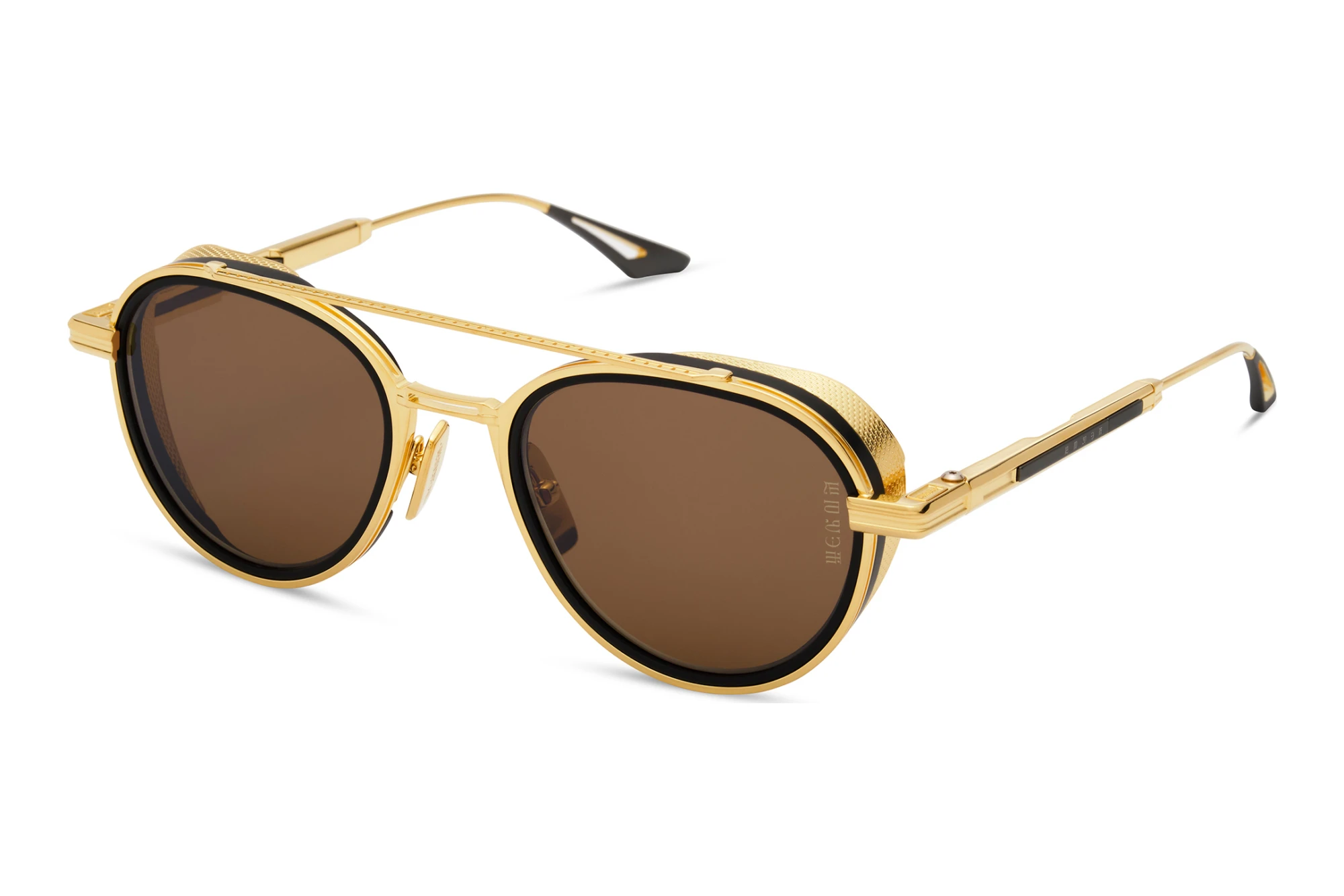 DITA-EPILUXURY   DES-004 06 DARK BROWN - BLACK FLASH MIRROR - AR22K GOLD PLATED - MATTE BLACK