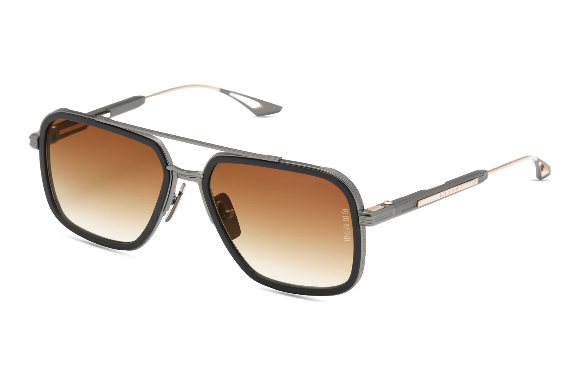 DITA-EPILUXURY   DES-021 02A DARK BROWN TO CLEAR GRADIENT - GOLD ARBLACK IRON - MATTE BLACK - WHITE GOLD