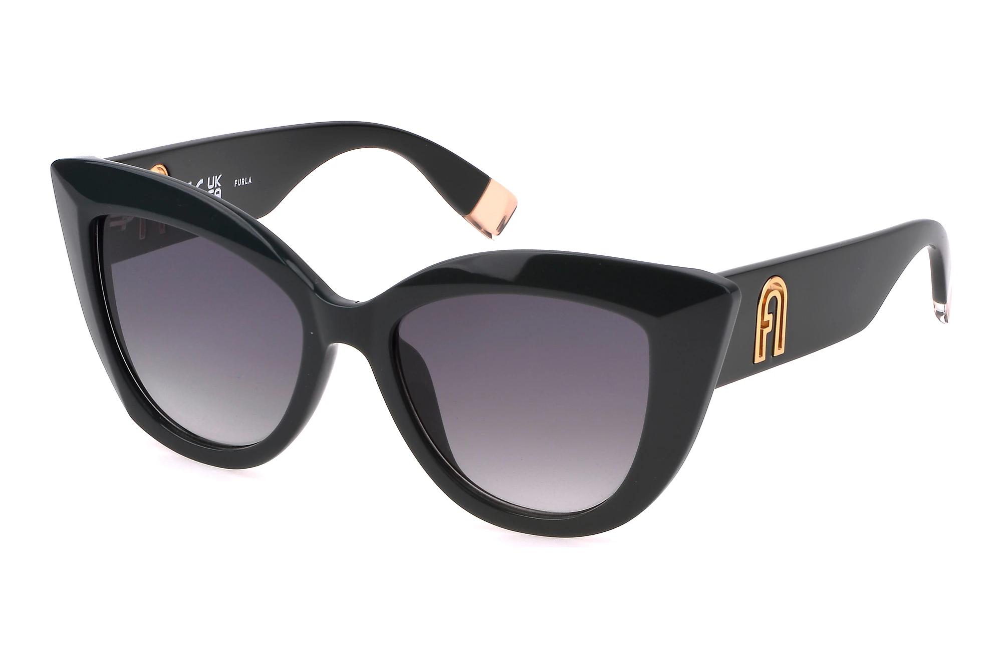 Furla Black Oval Sunglasses with Gray Gradient Lens and Glossy Finish Brand New Furla Sunglasses SFU419 0700 Black smoke Woman | eBay main image 2