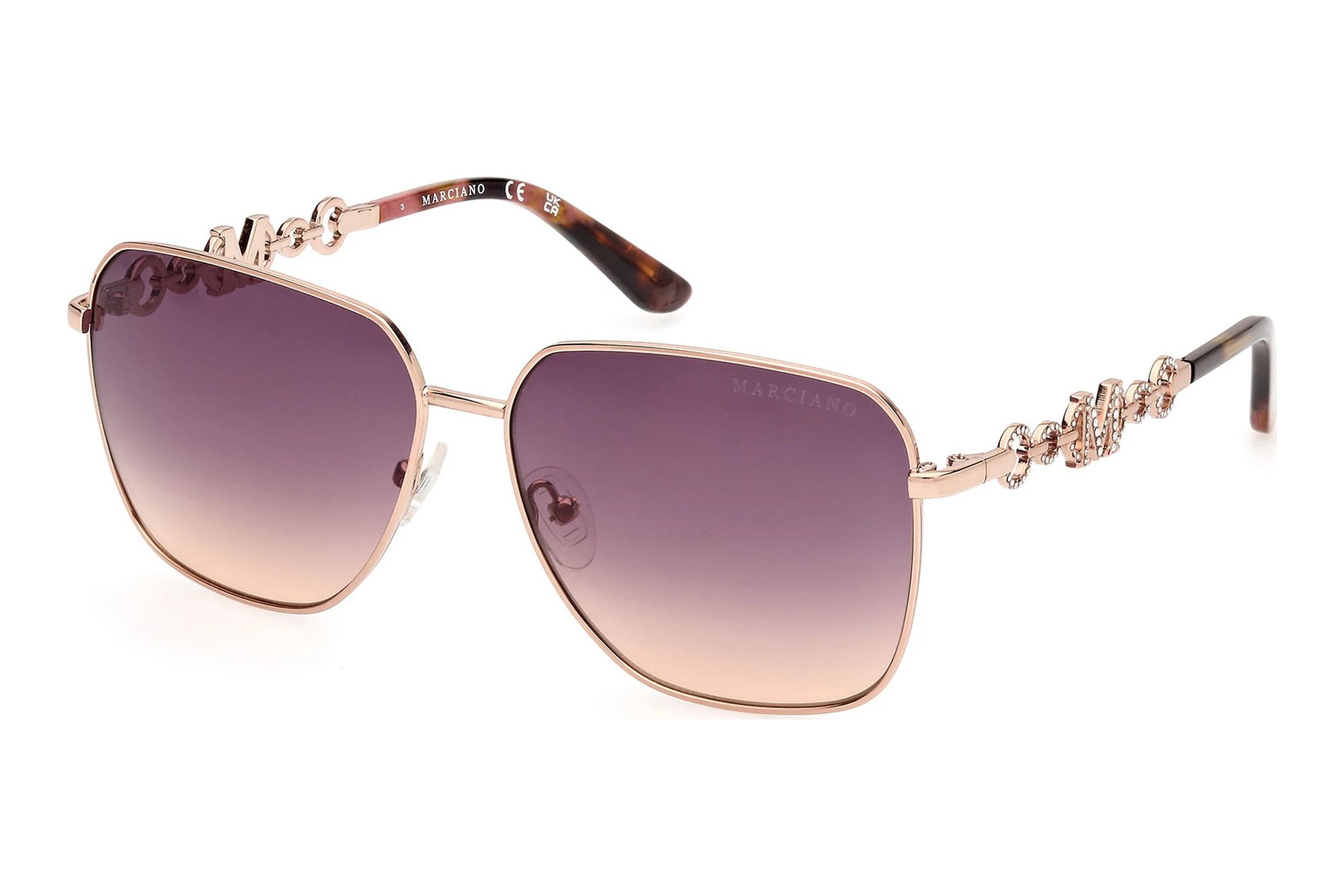 Marciano Sunglasses with Rose Gold Frame and Brown Lenses GUESS by Marciano Sunglasses GM0818 28F Rose Gold Cat Eye w  main image 3