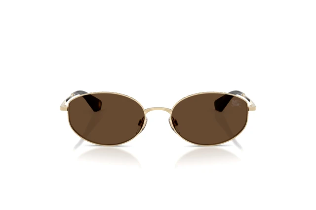 Burberry BE3169 110973 Sunglasses Gold Oval Frame, Brown Lenses Sunglasses Burberry BE3169 110973 55-18 Light Gold  main image 2