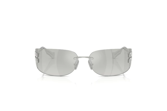 Miu Miu Women Sunglasses Silver Mirror Gradient Rectangle Rimless MUA51S 1BC10Y Miu Miu MUA51S Sunglasses Silver/Grey Gradient Silver Mirror main image 3